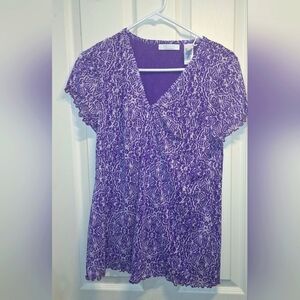 Liz Wear Purple and White Women's Blouse Large
